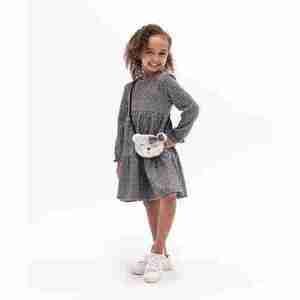 Rare Editions Long Sleeve Houndstooth Print Knit Dress with Bag Set